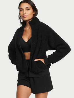 Victoria's Secret - Cozy Fleece Full-Zip Mock Neck Jacket Black