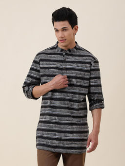 Fabindia - Black Cotton Printed Short Kurta