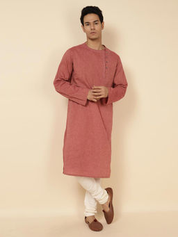 Fabindia - Rust Cotton Woven Slim Fit Long Kurta