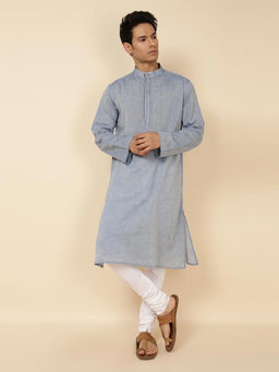 Fabindia - Blue Cotton Woven Long Kurta