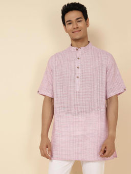 Fabindia - Pink Cotton Woven Short Kurta
