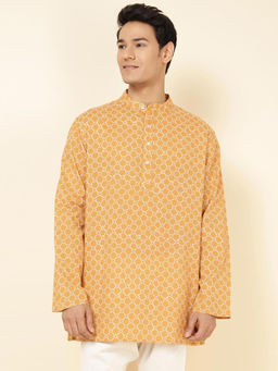 Fabindia - Mustard Cotton Printed Short Kurta