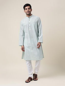 Fabindia - White Cotton Woven Long Kurta