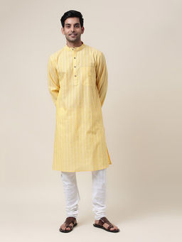 Fabindia - Yellow Cotton Dobby Long Kurta