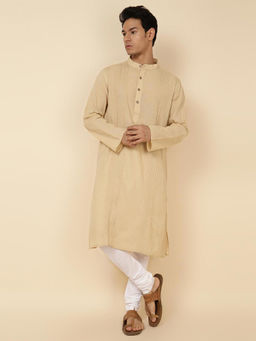 Fabindia - Beige Cotton Woven Long Kurta