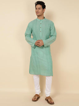 Fabindia - Green Cotton Woven Long Kurta