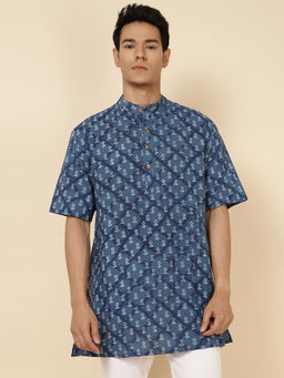 Fabindia - Indigo Cotton Printed Short Kurta