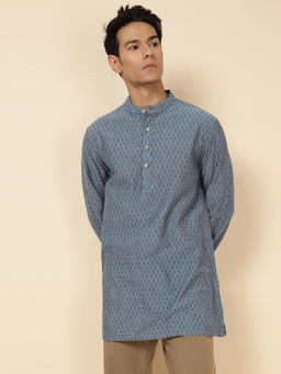Fabindia - Blue Cotton Printed Short Kurta