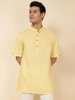 Fabindia - Yellow Cotton Printed Short Kurta