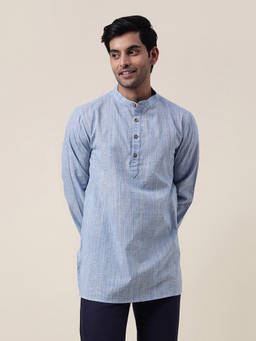 Fabindia - Blue Cotton Woven Short Kurta