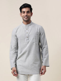 Fabindia - Grey Cotton Striped Short Kurta