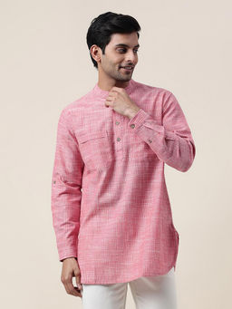 Fabindia - Pink Cotton Woven Slim Fit Short Kurta
