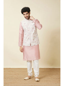 Manyavar - White Blended Viscose Printed Jacket