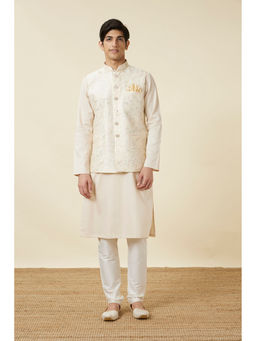 Manyavar - Off White / Cream Blended Viscose Printed Jacket