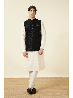 Manyavar - Black Velvet Embroidered Jacket