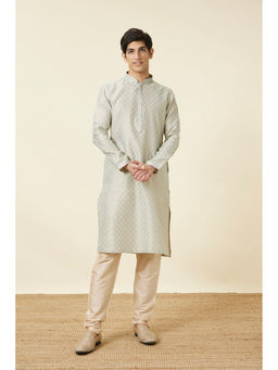 Manyavar - Pista Green Art Silk Woven Kurta (Set of 2)