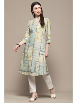Biba - Green Rayon Straight Kurta