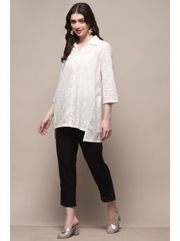 Biba - White Cotton Straight Kurti