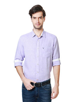 Allen Solly - Men Purple Solid Full Sleeves Casual Shirt