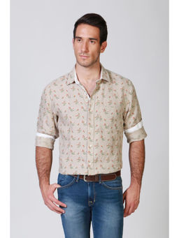 Allen Solly - Men Beige Printed Full Sleeves Casual Shirt