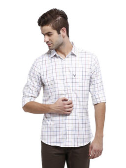 Allen Solly - Men White Checks Full Sleeves Casual Shirt