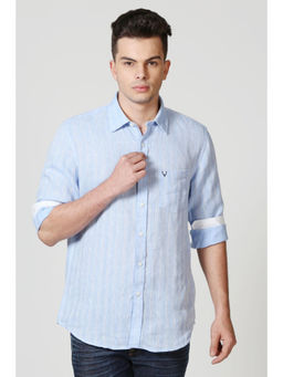 Allen Solly - Men Blue Solid Full Sleeves Casual Shirt