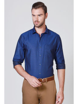 Allen Solly - Men Blue Printed Full Sleeves Business Casual Shirt