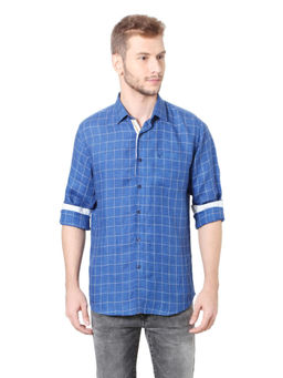 Allen Solly - Men Blue Checks Full Sleeves Casual Shirt