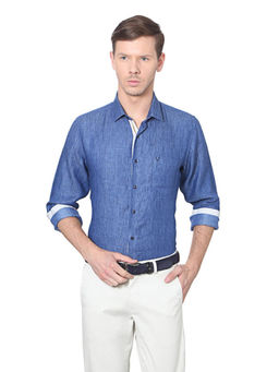 Allen Solly - Men Blue Textured Full Sleeves Casual Shirt