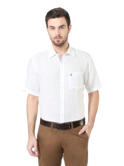 Allen Solly - Men White Solid Half Sleeves Casual Shirt