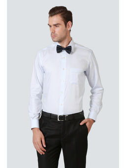 Louis Philippe - Men White Stripe Full Sleeves Shirt