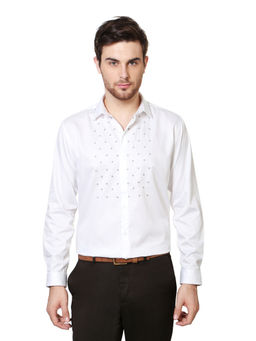 Van Heusen - Men White Embroidered Full Sleeves Shirt