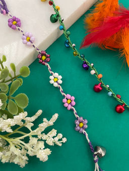 Digital Dress Room - Ghungroo Beads & Flower Rakhi (Set of 2)