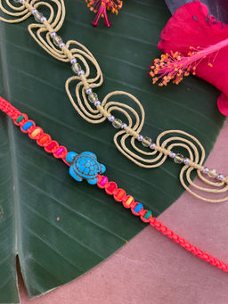 Digital Dress Room - Silver Beads & Tortoise Rakhi (Set of 2)