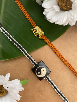 Digital Dress Room - Elephant & Yin-Yang Rakhi (Set of 2)
