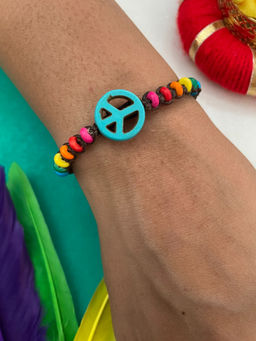 Digital Dress Room - Peace Symbol & Multi Beads Rakhi