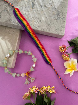 Digital Dress Room - Flower & Jade Stone Lumba and Rakhi (Set of 2)