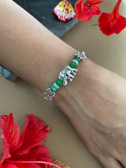 Digital Dress Room - Hathi/Lord Ganesha Green Rakhi