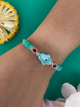 Digital Dress Room - Green Hamsa Evil Eye Bead Rakhi