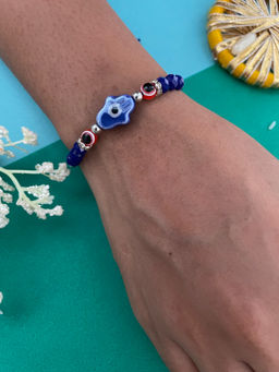 Digital Dress Room - Blue Hamsa Evil Eye Bead Rakhi