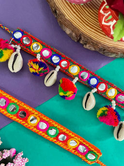 Digital Dress Room - Mirror Work & Sea Shell Rakhi (Set of 2)