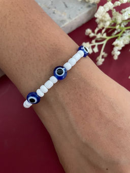 Digital Dress Room - Evil Eye & White Beads Rakhi