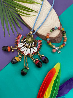 Digital Dress Room - Star Sea Shell Lumba Rakhi with Bracelet (Set of 2)