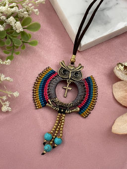 Digital Dress Room - Owl & Cross With Latkan Lumba Rakhi