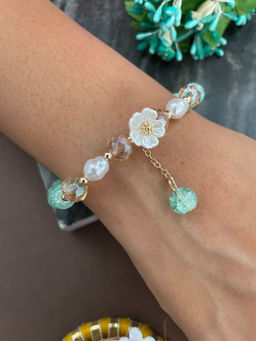 Digital Dress Room - Flower/Jade Stone Latkan Bracelet Rakhi