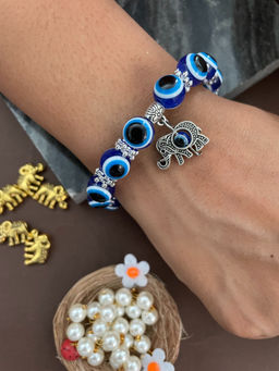 Digital Dress Room - Elephant & Blue Evil Eye Bracelet Rakhi