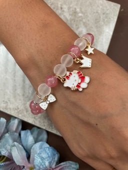 Digital Dress Room - Cat/Crown Charms Stone Bracelet Rakhi