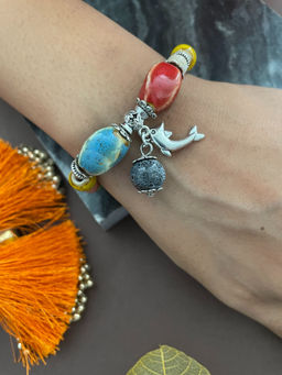 Digital Dress Room - Dolphin Charms Stone Bracelet Rakhi