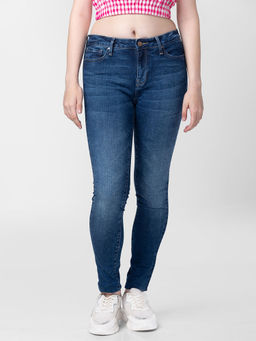 Spykar - Women's Mid Blue Cotton Skinny Fit Regular Length Jeans (Adora)