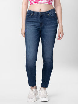 Spykar - Women's Mid Blue Cotton Skinny Fit Regular Length Jeans (Adora)